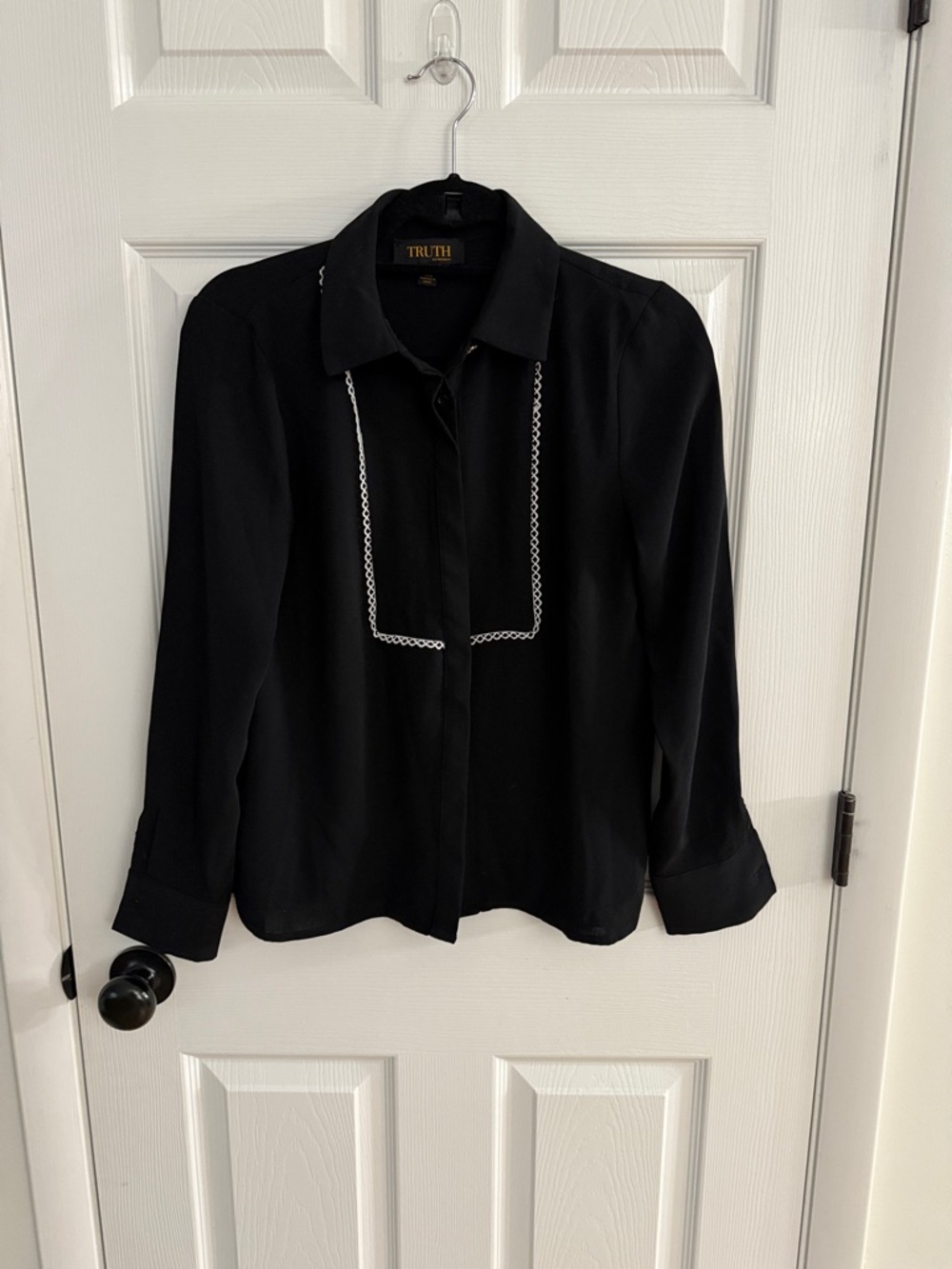Truth Black Shirt with White Embroidered Trim